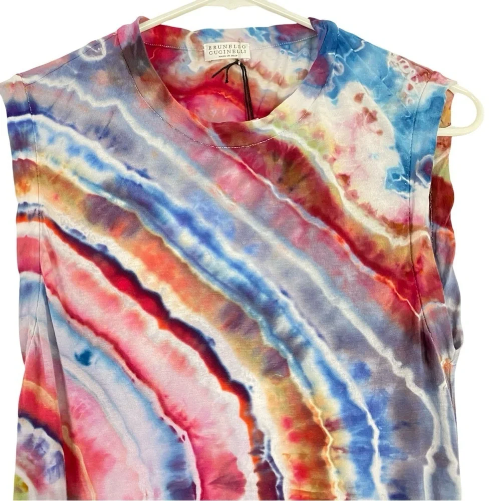 Brunello Cucinelli Long Muscle Tee Shirt Womens Size Small Custom Tie Dye Geode - Picture 3 of 12